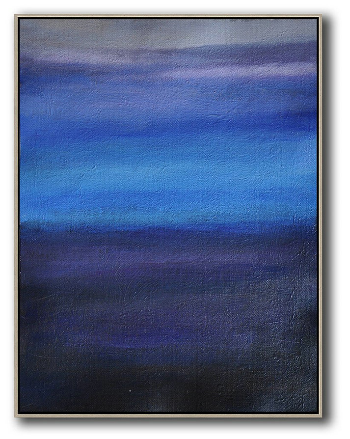 Extra Large Abstract Painting On Canvas,Oversized Abstract Landscape Painting,Wall Art Painting Blue,Dark Blue,Grey